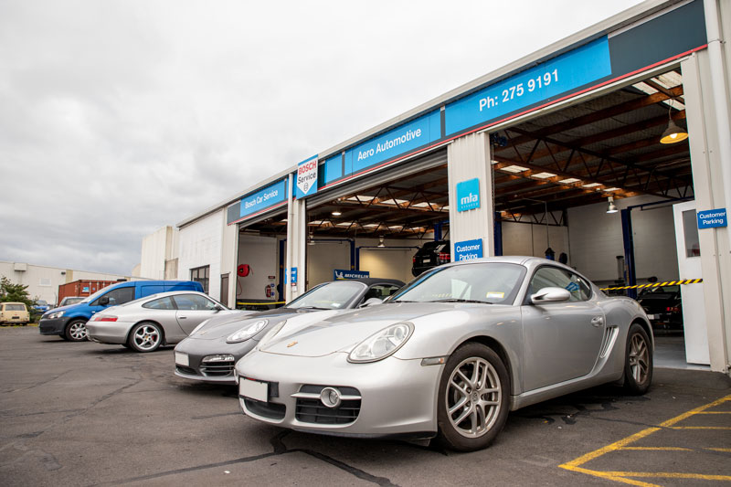 Porsche parked outside of Aero Automotive